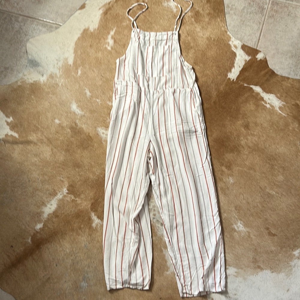 rvca cotton linen overalls sz m